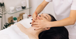 woman getting a facial done